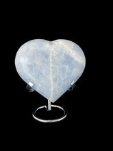 Load image into Gallery viewer, 4.6&quot; Large Blue Calcite Heart throat chakra with crystal info card ZS35Q
