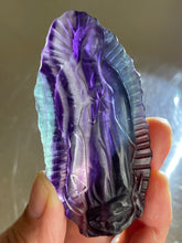Load image into Gallery viewer, Rainbow fluorite Our Lady of Guadalupe with crystal info card ZB42
