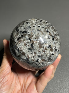 80mm UV reactive Sodalite Yooperlite sphere with crystal info card ZB41