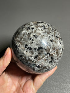 80mm UV reactive Sodalite Yooperlite sphere with crystal info card ZB41