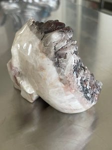 Rare Red hematite phantom quartz skull past lives, ancestral emotional healing ZB39