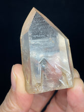 Load image into Gallery viewer, 51 mm Cut base tangerine Lemurian Imprint quartz from Brazil with crystal info card ZB53
