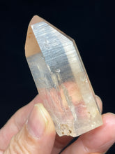 Load image into Gallery viewer, 53 mm Cut base tangerine Lemurian quartz from Brazil with crystal info card ZB62
