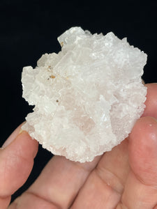 PInk Halite cluster from Trona, California with crystal info card ZB55