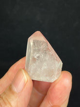 Load image into Gallery viewer, Polished Mini Pink Lithium quartz point ZB56 with crystal info card
