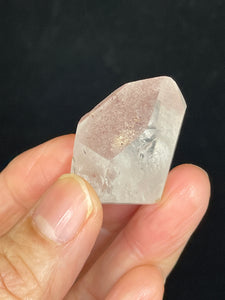 Polished Mini Pink Lithium quartz point ZB56 with crystal info card