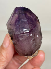 Load image into Gallery viewer, Shangaan Smoky Zimbabwe Amethyst Scepter with crystal info card ZB61
