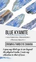 Load image into Gallery viewer, Set of 3 Blue Kyanite with mica from Zambia ZB17 with info card
