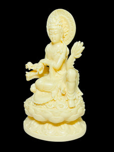 Palm nut carved Sitting Quan / Guan Yin Goddess of Compassion with dragon Avalokiteshvara R