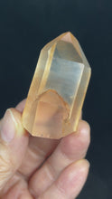 Load and play video in Gallery viewer, 46mm Cut base tangerine Lemurian dolphin quartz from Brazil with crystal info card ZB52
