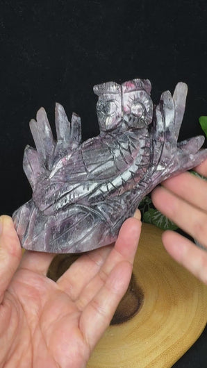 Purple mica lepidolite owl
