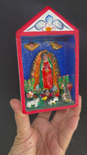 Load and play video in Gallery viewer, Medium size Hand crafted Our Lady of Guadalupe Mary mini altar by Peruvian artist ZF89
