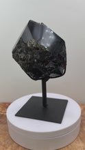 Load and play video in Gallery viewer, 6.25" Rare Brazilian Morion Quartz Elestial | Half Polished Sacred Geometry
