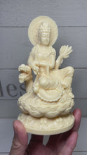 Load and play video in Gallery viewer, Palm nut carved Sitting Quan / Guan Yin Goddess of Compassion with dragon Avalokiteshvara R
