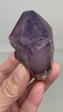 Load and play video in Gallery viewer, Shangaan Smoky Zimbabwe Amethyst Scepter with crystal info card ZB61
