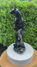 Load and play video in Gallery viewer, Majestic Black Obsidian Panther on Tree Carving – 7 3/4"  Protection • Power • Stealth SZ95
