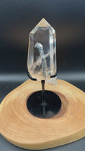 Load and play video in Gallery viewer, Clear Quartz Point with Rainbows &amp; Custom Stand SZ99
