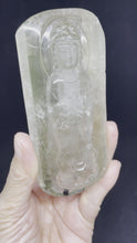 Load and play video in Gallery viewer, Lodolite garden quartz carved Guan Yin Altar with custom wooden stand ZF13
