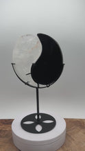 Load and play video in Gallery viewer, Yin Yang Clear Quartz &amp; Obsidian Display with Stand – Balance &amp; Harmony TL797
