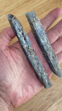 Load and play video in Gallery viewer, Set of 2 Blue Kyanite with mica from Zambia ZB18 with info card
