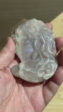 Load and play video in Gallery viewer, 3.3" Gorgeous Blue Flash Moonstone Medusa Carving
