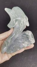 Load and play video in Gallery viewer, 116mm Moss Agate Dolphin Z71 with crystal info card
