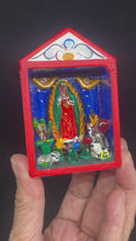 Load and play video in Gallery viewer, Hand crafted Our Lady of Guadalupe Mary mini altar by Peruvian artist ZF88
