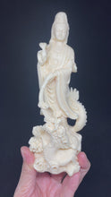 Load and play video in Gallery viewer, Carved Palm nut Goddess of Compassion Guan Yin and dragon H
