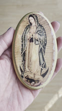 Load and play video in Gallery viewer, Our lady of Guadalupe wooden icon for hanging and altar VT
