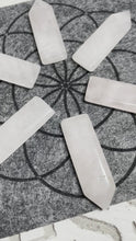 Load and play video in Gallery viewer, 2&quot; rose quartz flat points for crystal grids Z20 with crystal info card
