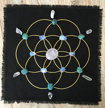 Load image into Gallery viewer, Seed of Life black linen crystal grid * free shipping - The7directions
