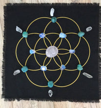 Load image into Gallery viewer, Seed of Life black linen crystal grid * free shipping - The7directions
