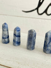 Load image into Gallery viewer, 1&quot; Mini Blue Quartz self standing tower for crystal grid
