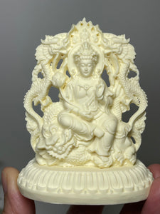 Carved Palm nut double sided Quan Yin with gift box V15n