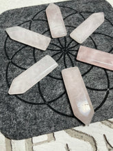 Load image into Gallery viewer, 2&quot; rose quartz flat points for crystal grids Z20 with crystal info card
