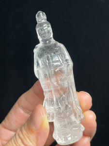 3.1" Exquisite Hand Carved Clear Quartz Guan Yin altar statue Z30