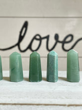 Load image into Gallery viewer, 1&quot; Mini Aventurine tower for crystal grids altar Z11 with crystal info card
