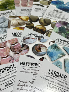 Pack of 20 - Wholesale crystals information metaphysical meaning cards G - P