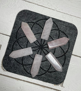 2" rose quartz flat points for crystal grids Z20 with crystal info card