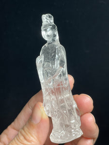 3.1" Exquisite Hand Carved Clear Quartz Guan Yin altar statue Z30